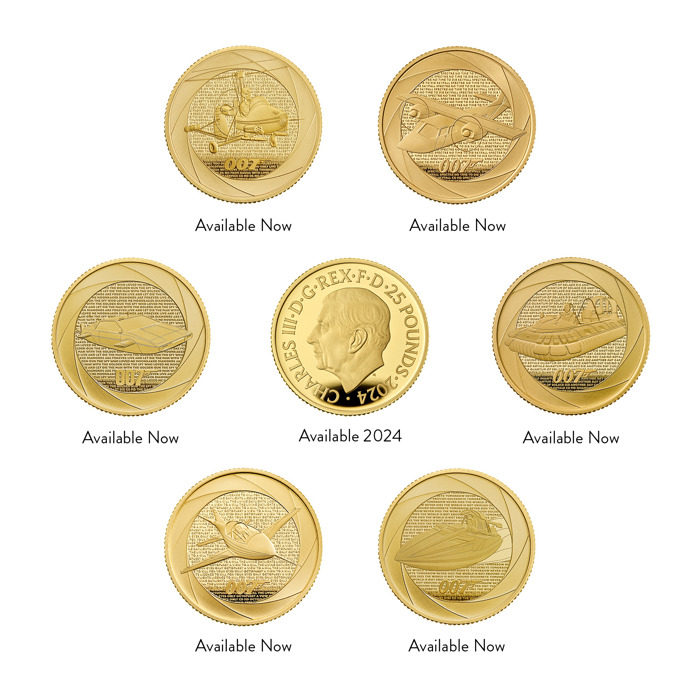 Six Decades of 007 UK 1/4oz Gold Proof Seven-Coin Collection 