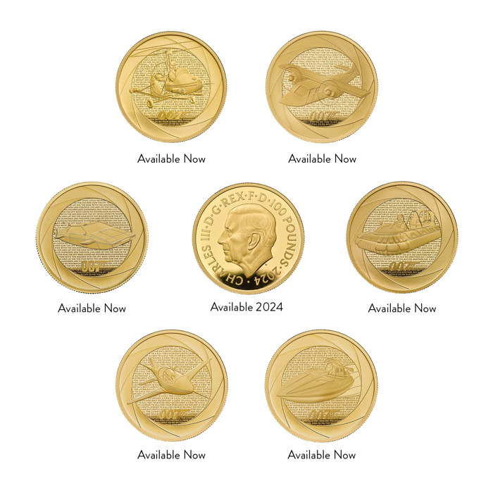 Six Decades of 007 UK 1oz Gold Proof Seven-Coin Collection 