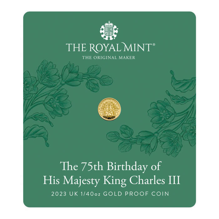 The 75th Birthday of His Majesty King Charles III 2023 UK 1/40oz Gold Proof Coin
